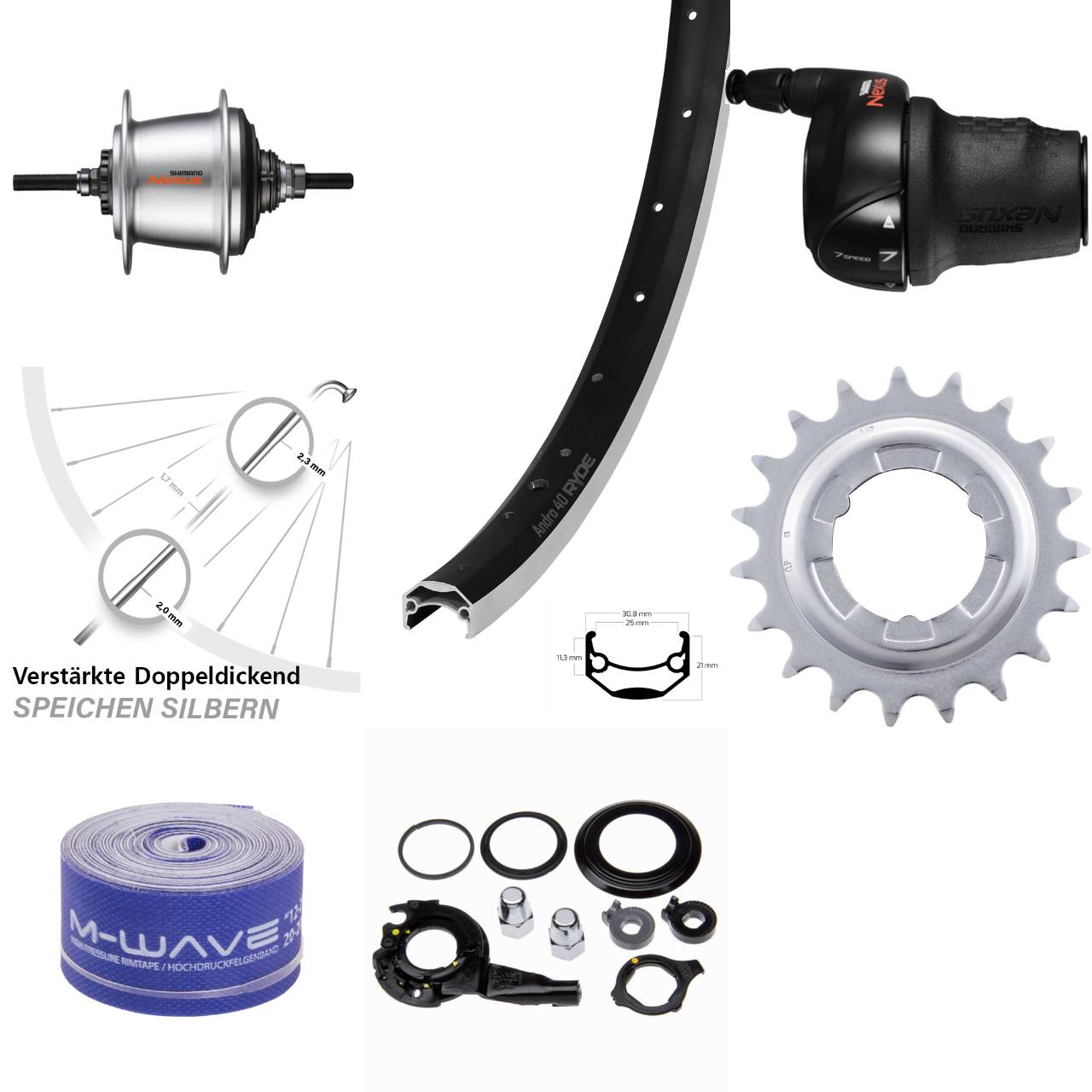20 Zoll Hinterrad Ryde Andra 40 Shimano Nexus 7 Gang