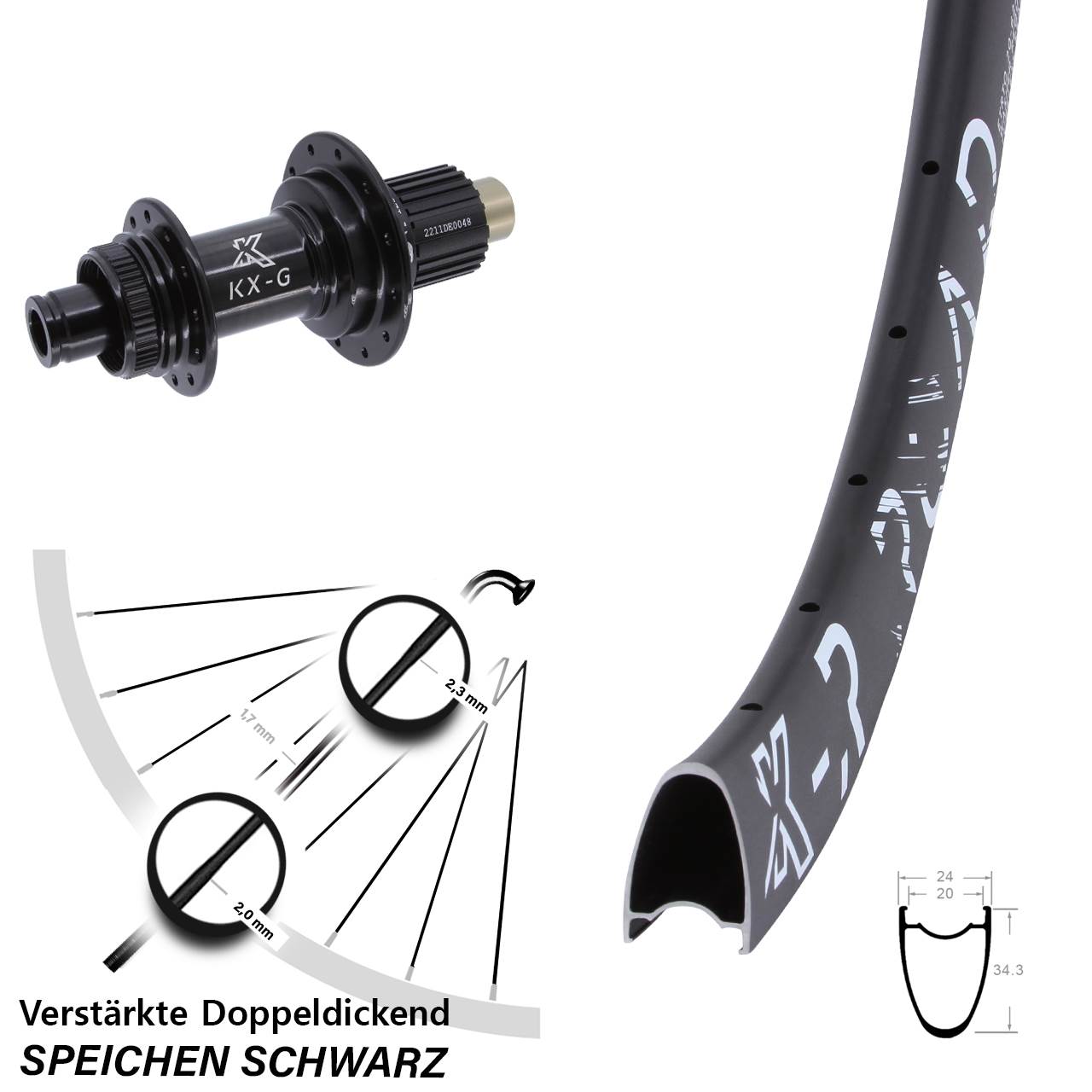 KX-R Road verstärkt Steckachse 29 Zoll Disc Laufrad 12x142 Shimano Micro Spline