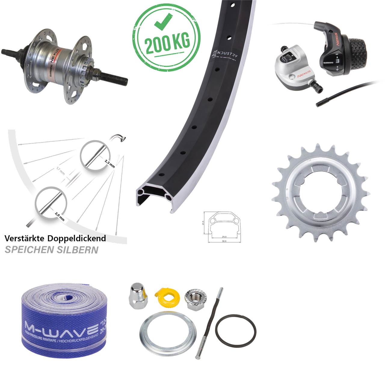 20 Zoll Hinterrad Shimano Nexus 3 Gang KX Industry