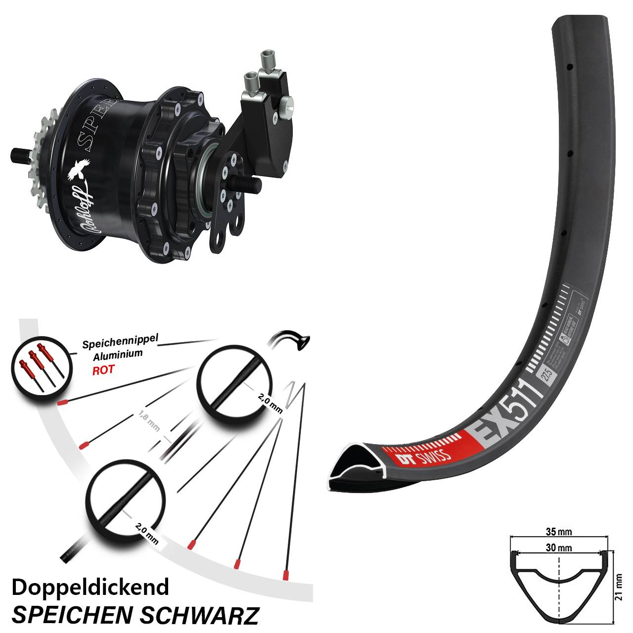 Disc Laufrad 29 Zoll DT Swiss EX 511 Rohloff Speedhub 500/14 TS DB