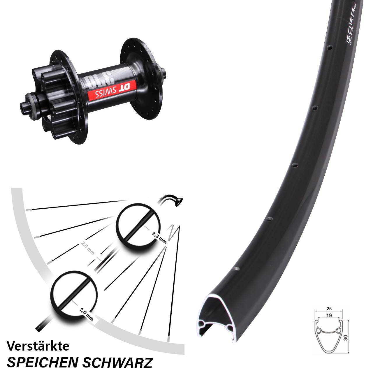 Gora Plus DT Swiss 370 28 Zoll Disc Laufrad für Schnellspanner