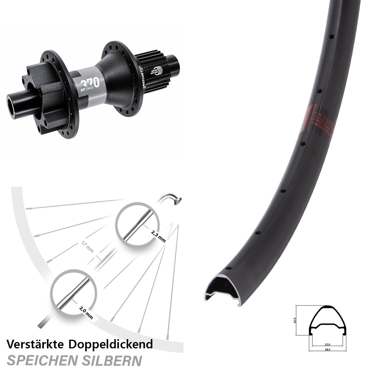 Disc Laufrad 29 Zoll KX Clue DT Swiss 370 Shimano Micro Spline 12x142