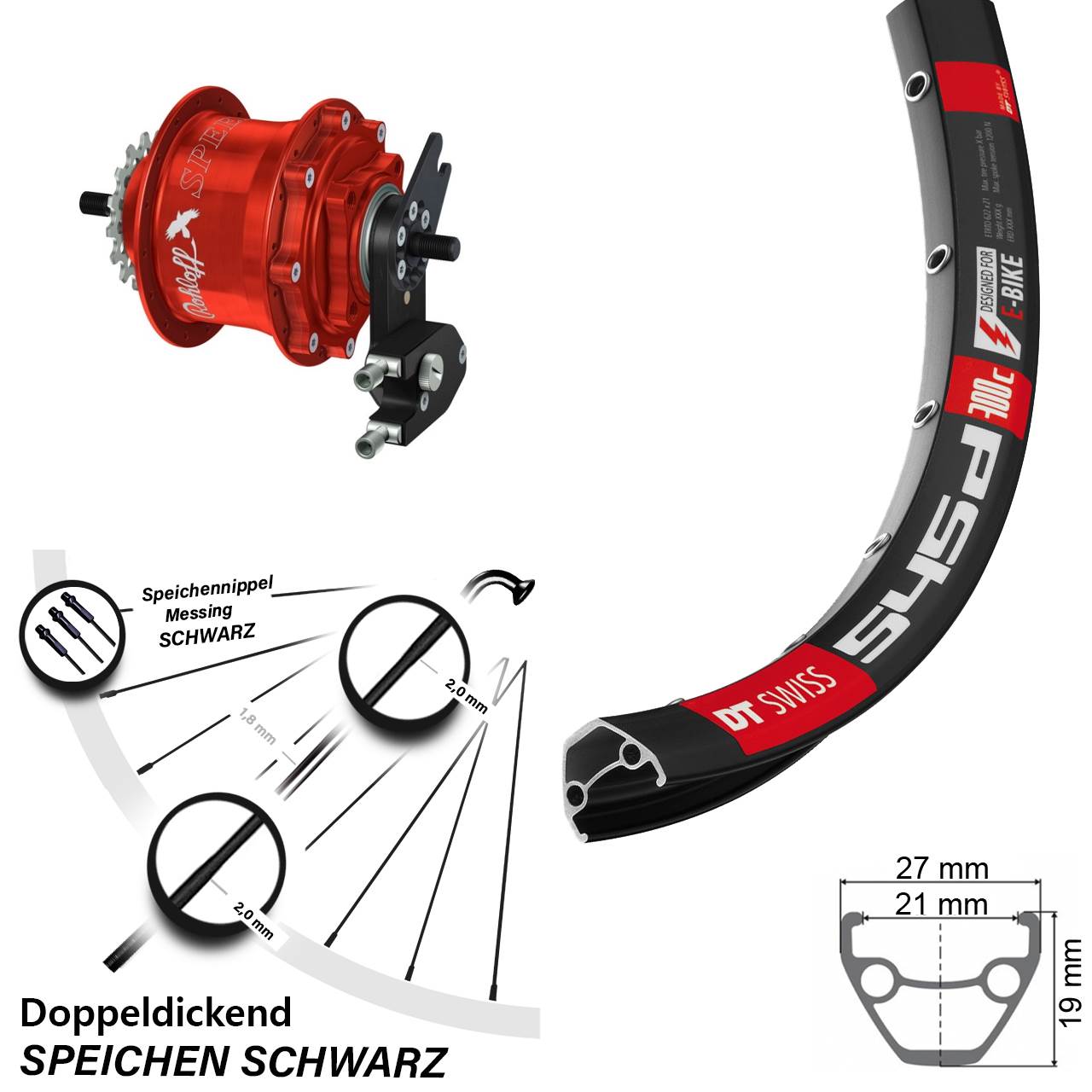 DT Swiss 545d Rohloff Speedhub TS DB OEM2 rot 29 Zoll Disc Hinterrrad