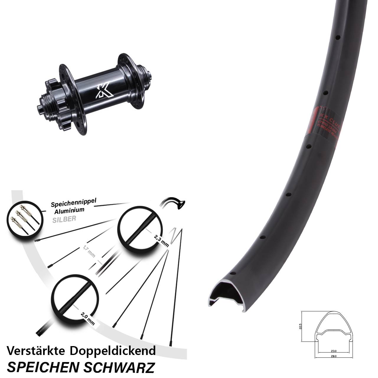 Vorderrad 6-Loch 27,5 Zoll KX Clue MTB für Schnellspanner