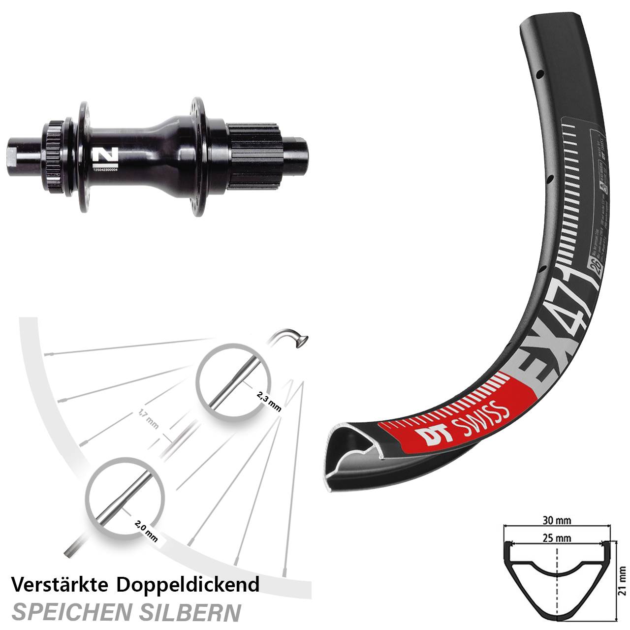 DT Swiss EX471 Novatec D792 26 Zoll Disc Laufrad 12x142 Micro Spline