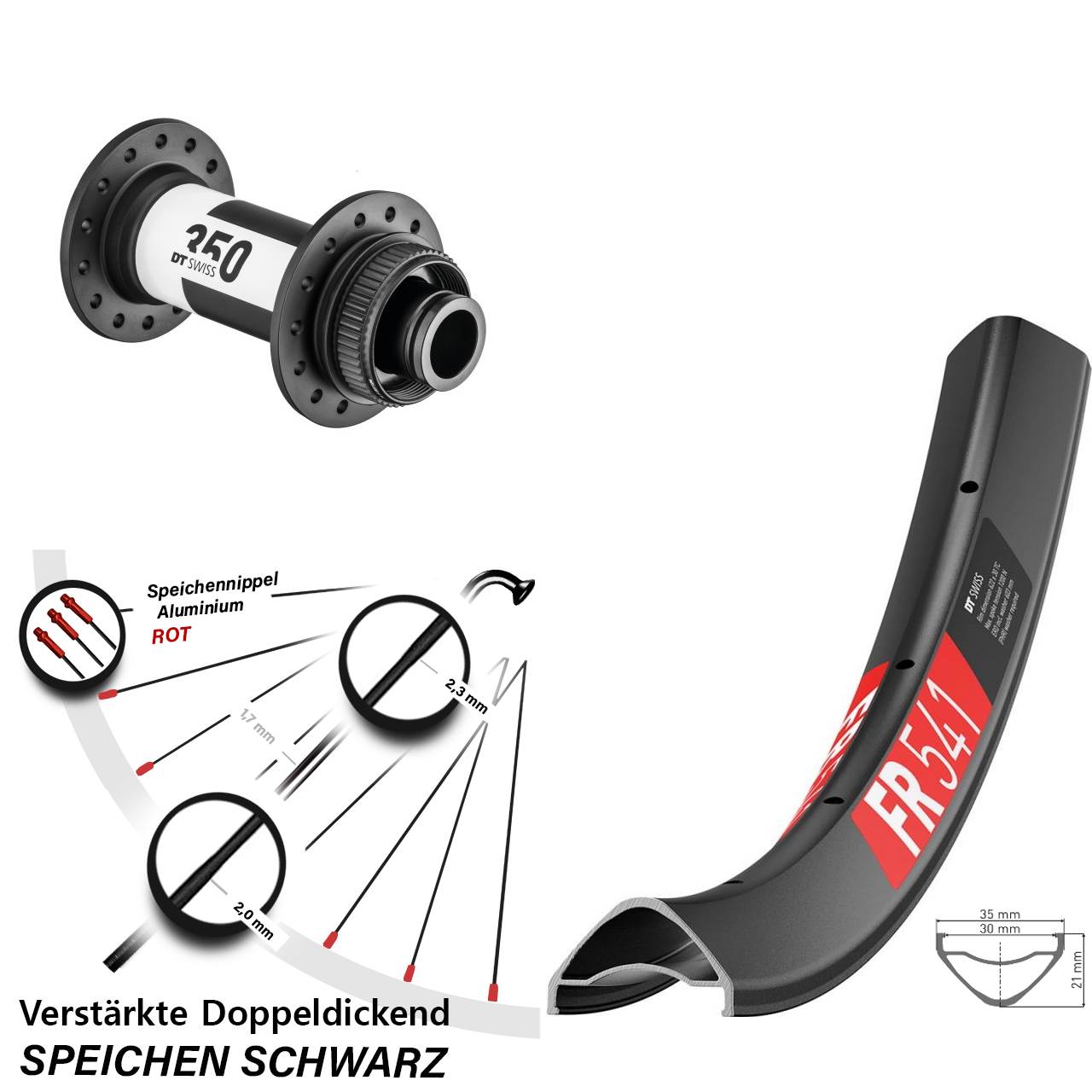 Centerlock Vorderrad 29 Zoll DT Swiss FR 541-350 15x110 Boost
