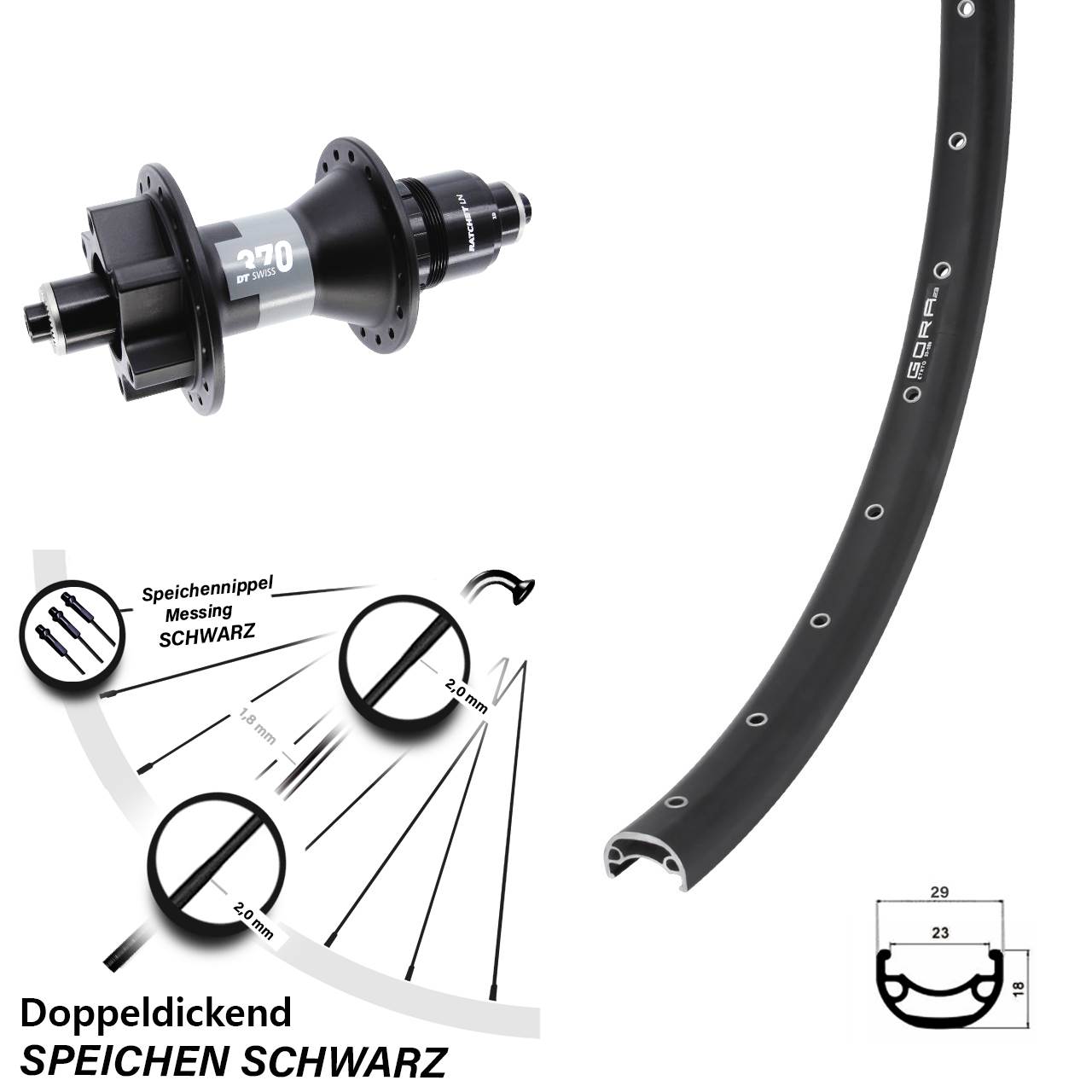Boost Disc Laufrad für Schnellspanner 28-29 Zoll Gora 23 DT Swiss 370 SRAM XD