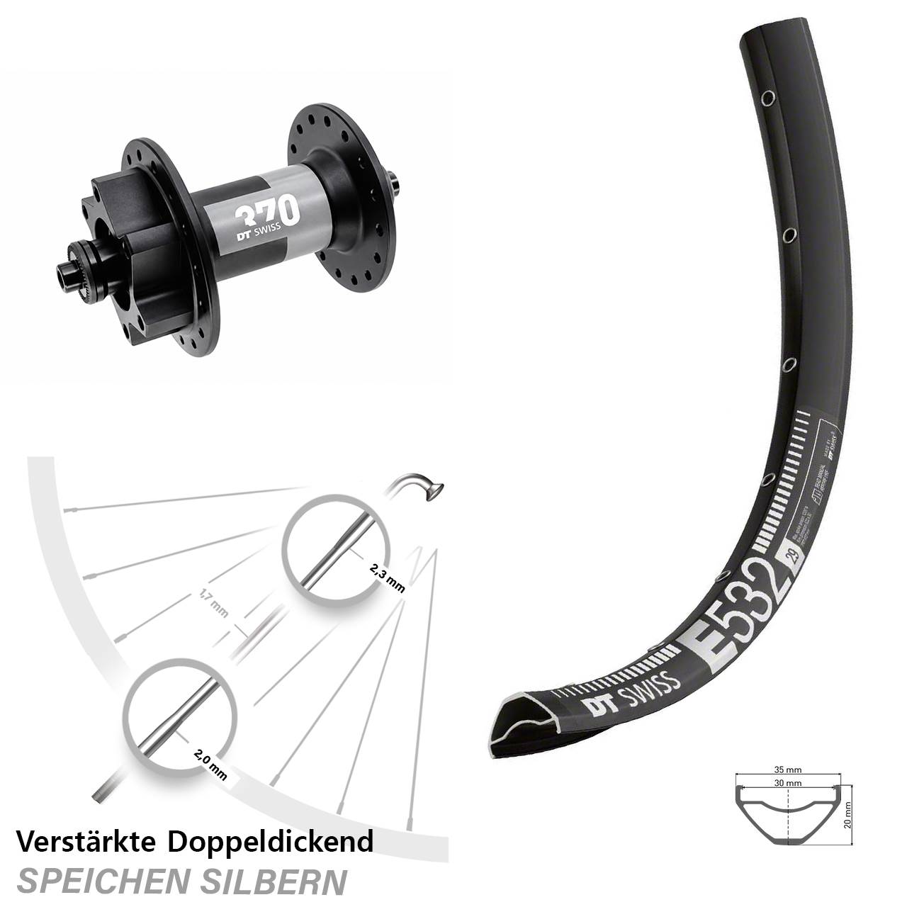 DT Swiss E 532-370 29 Zoll Disc Vorderrad QR