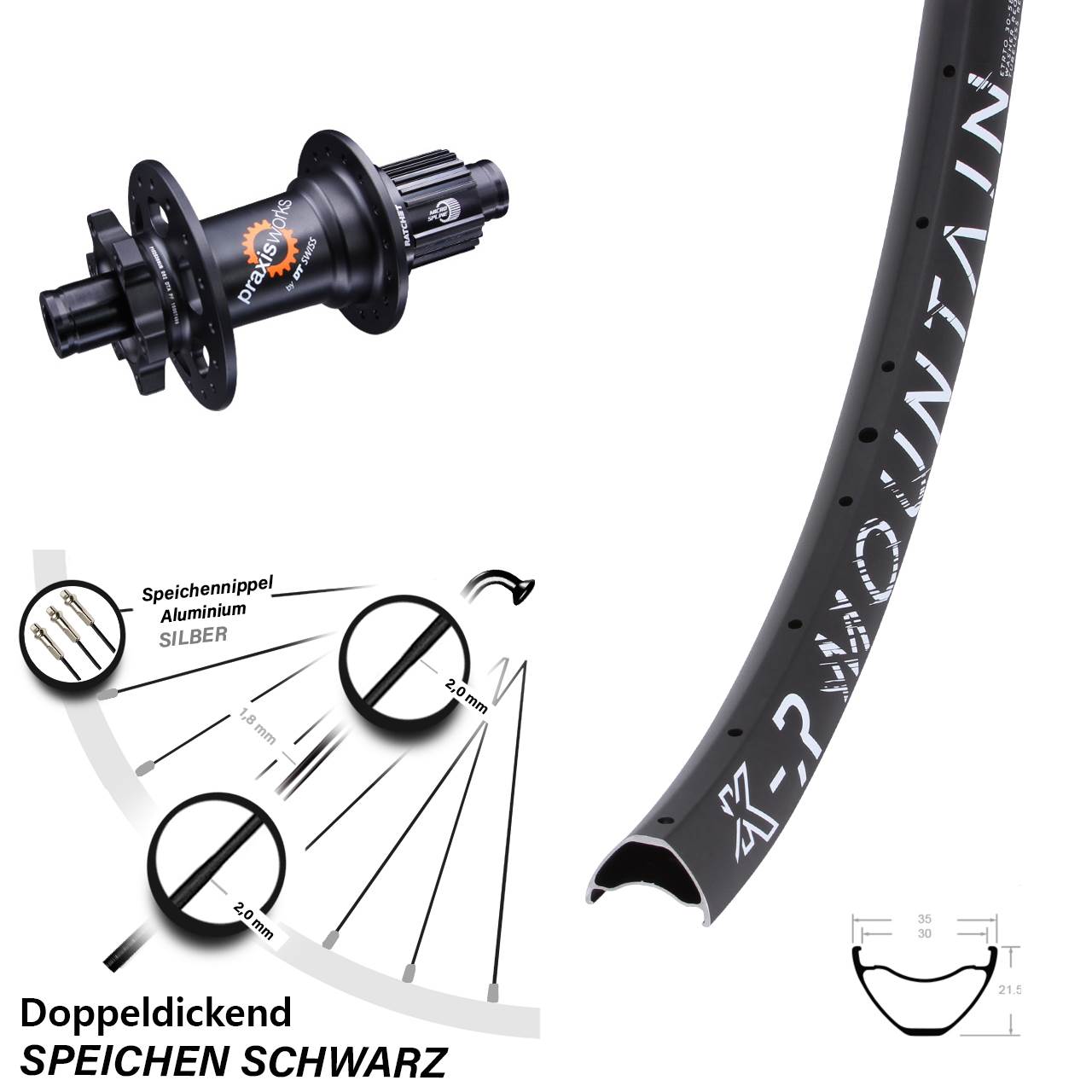 Hinterrad 6-Loch 12x142 29 Zoll KX-R Mountain DT Swiss 350 Shimano Micro Spline