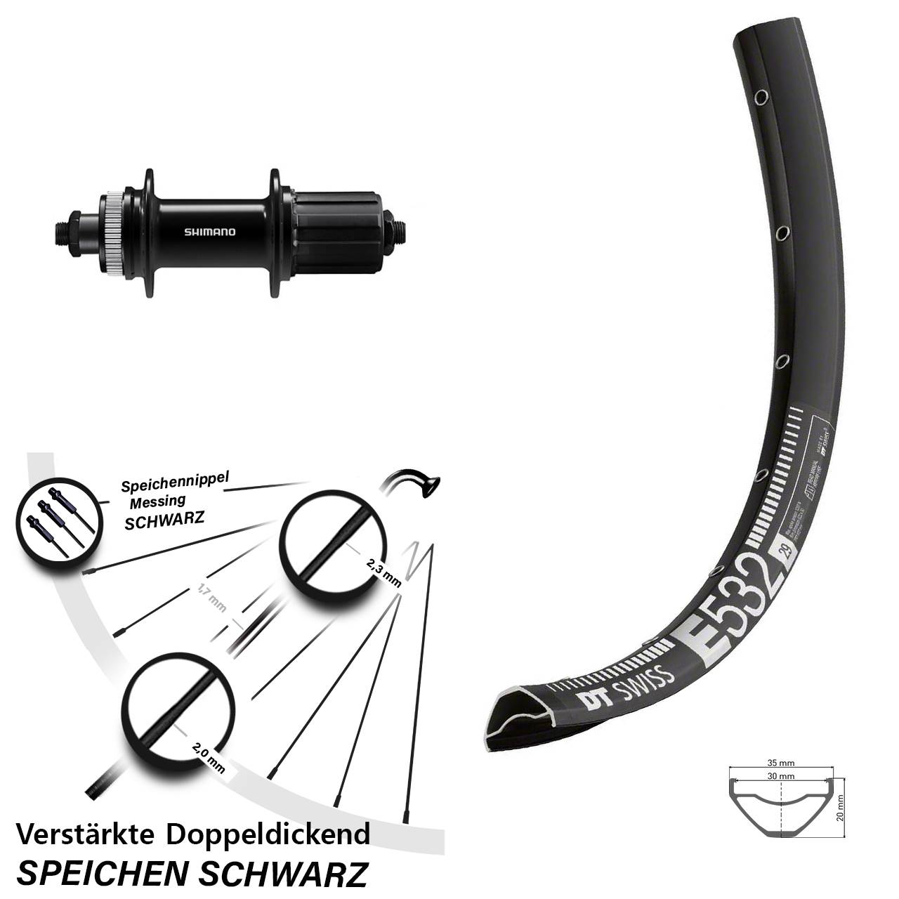 Hinterrad Centerlock 29 Zoll DT Swiss E 532 Shimano FH-QC400 8-11 fach für Schnellspanner