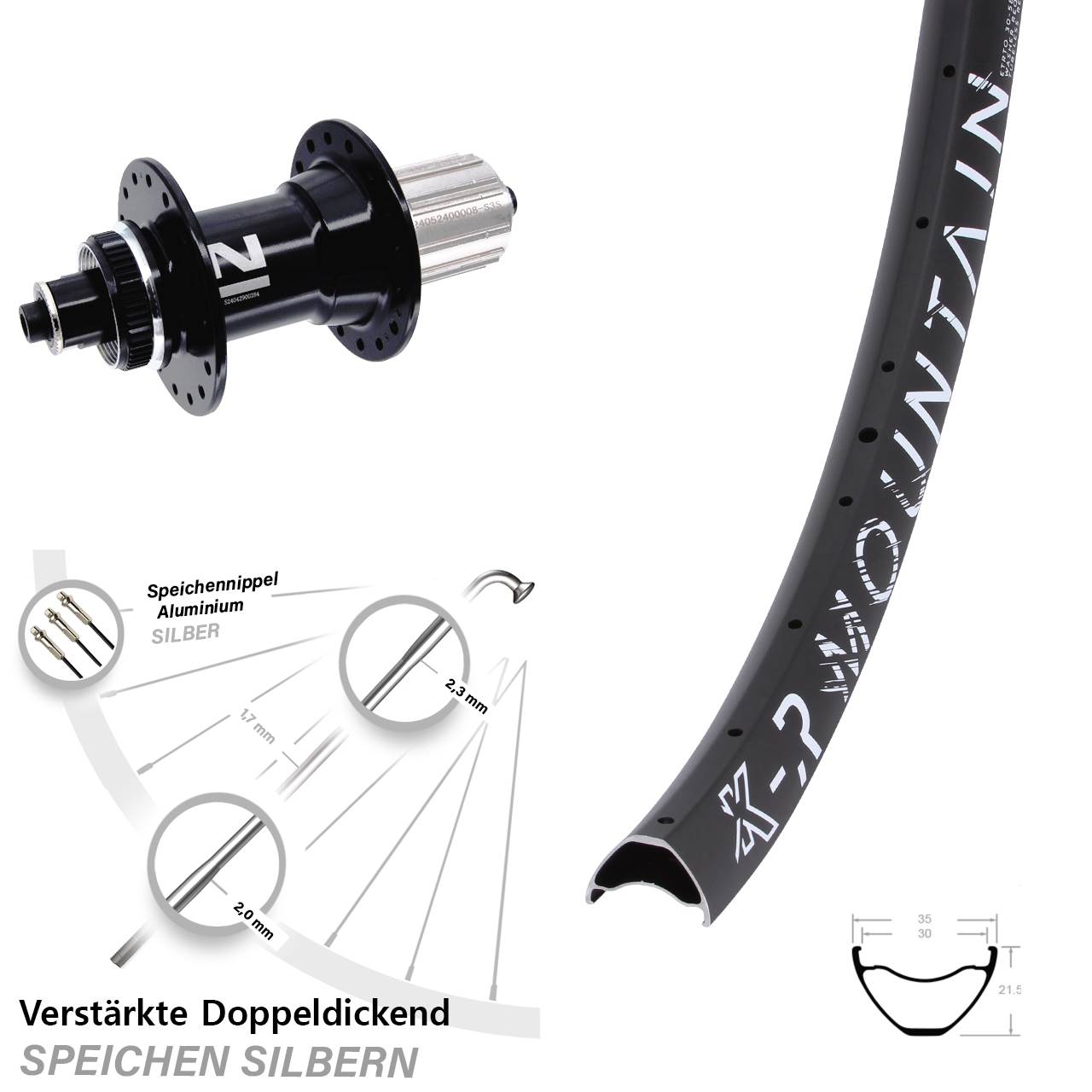 Disc Hinterrad 29 Zoll KX-R Mountain Novatec D042 8-12 fach für Schnellspanner