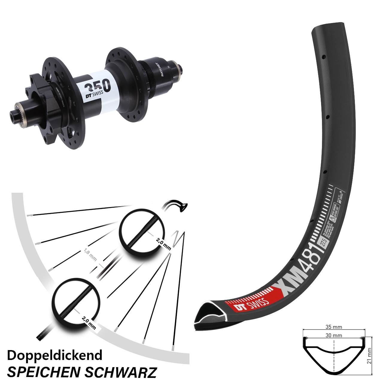 Hinterrad 6-Loch 27,5 Zoll DT Swiss XM 481-350 XD 11-12 fach QR