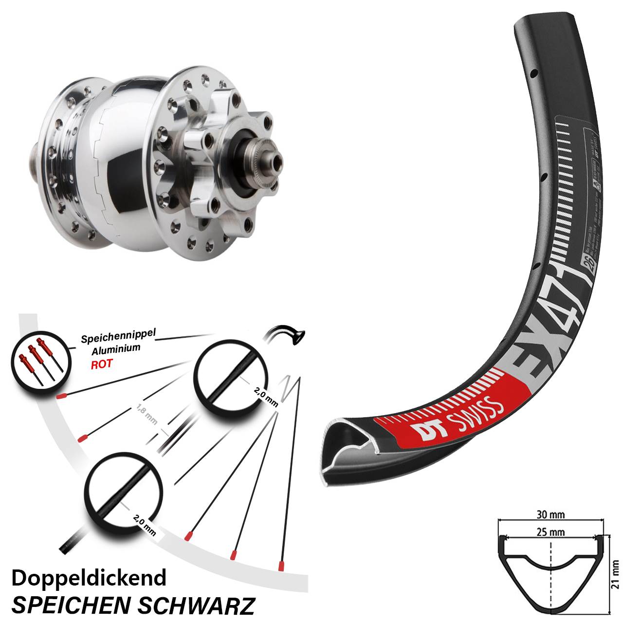 29 Zoll Vorderrad DT Swiss EX 471 Disc Son 28 6-Loch