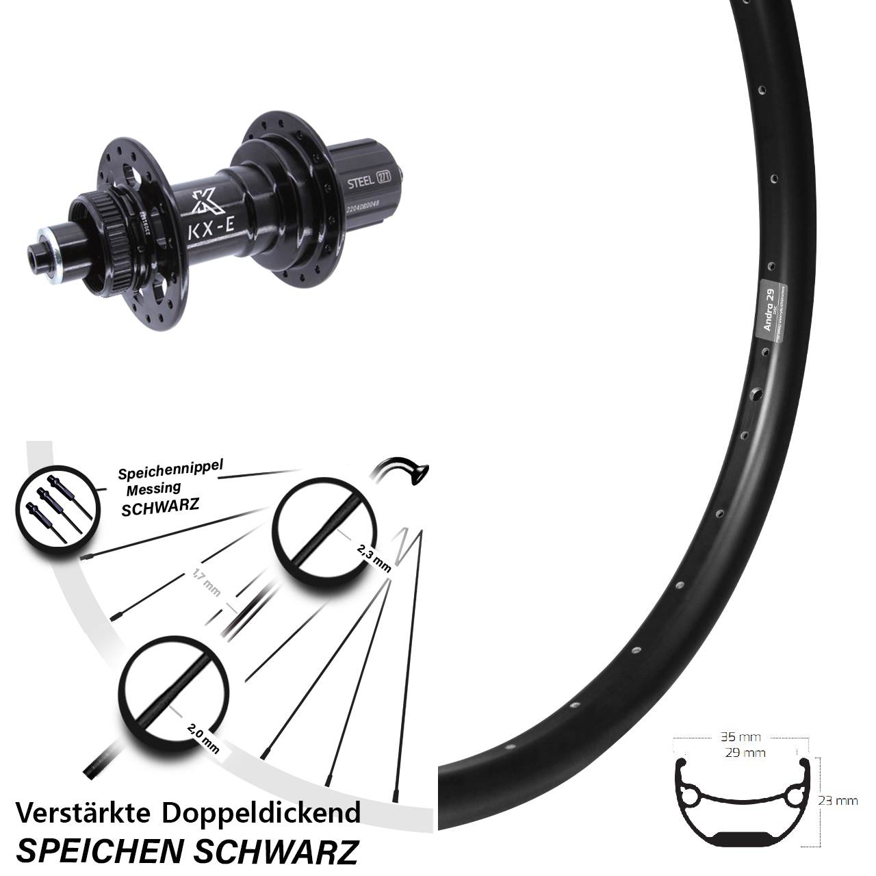 Disc Laufrad Ryde Andra 29 Zoll KX-E 8-12 fach für Schnellspanner Boost