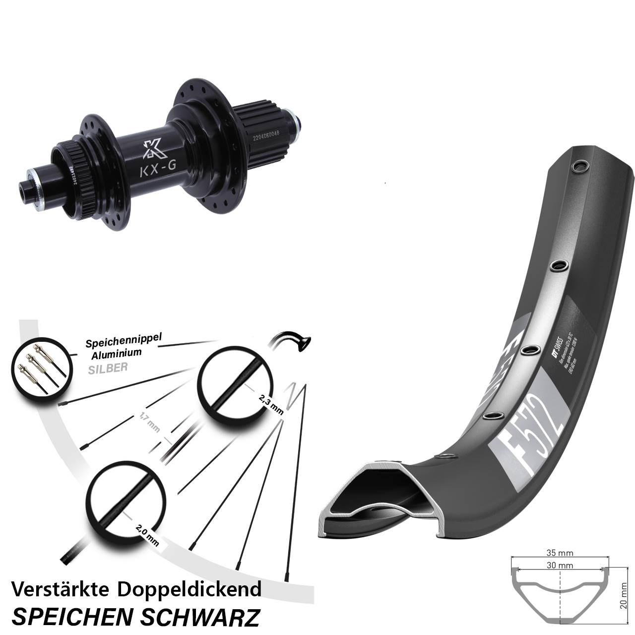 Disc Laufrad für Schnellspanner 29 Zoll DT Swiss F 572 KX-GS Heavy Duty Micro Spline