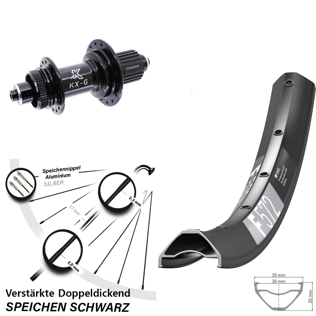 Disc Laufrad für Schnellspanner 29 Zoll DT Swiss F 572 KX-GS Heavy Duty Micro Spline