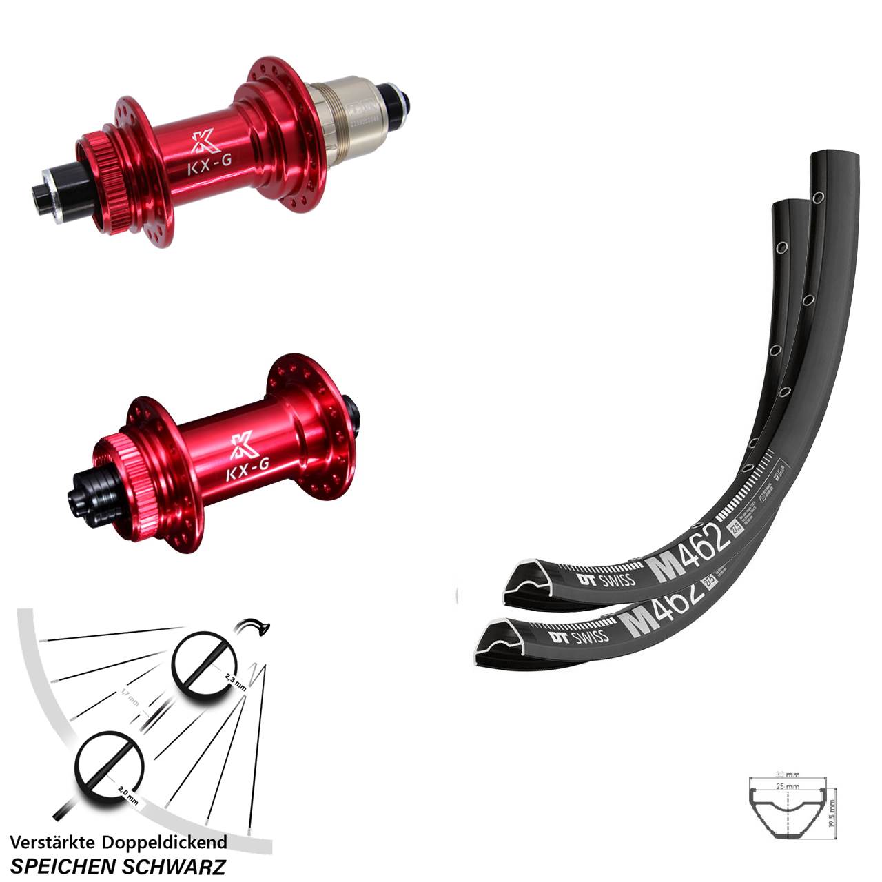 Disc Laufradsatz 29 Zoll DT Swiss M 462 KX-G rot XDR QR