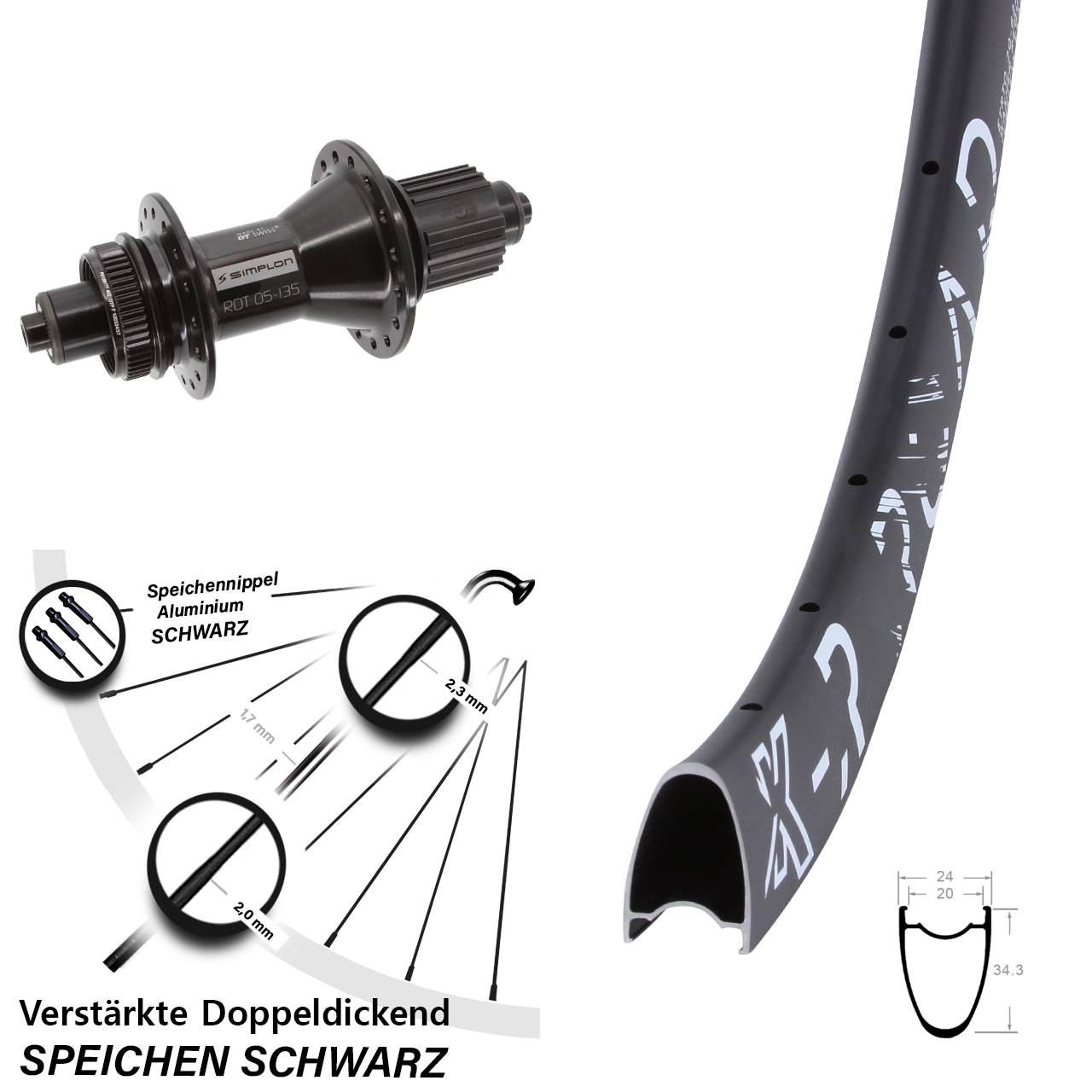 KX-R Road DT Swiss 370 Hybrid 28-29 Zoll Disc Laufrad QR Shimano Micro Spline