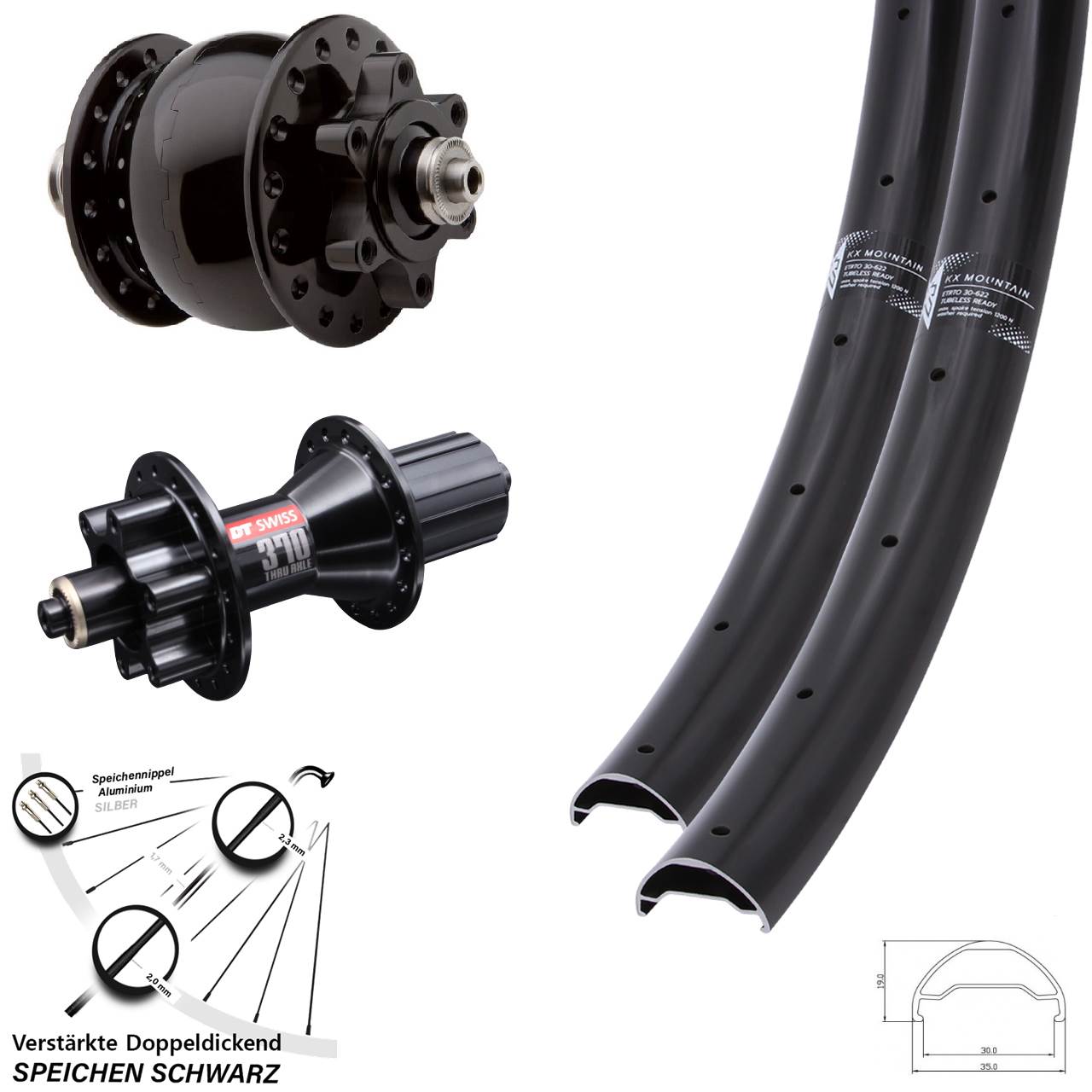Disc Laufrad-Satz QR 29 Zoll KX Mountain DT Swiss 370 SON 28 8-11 fach