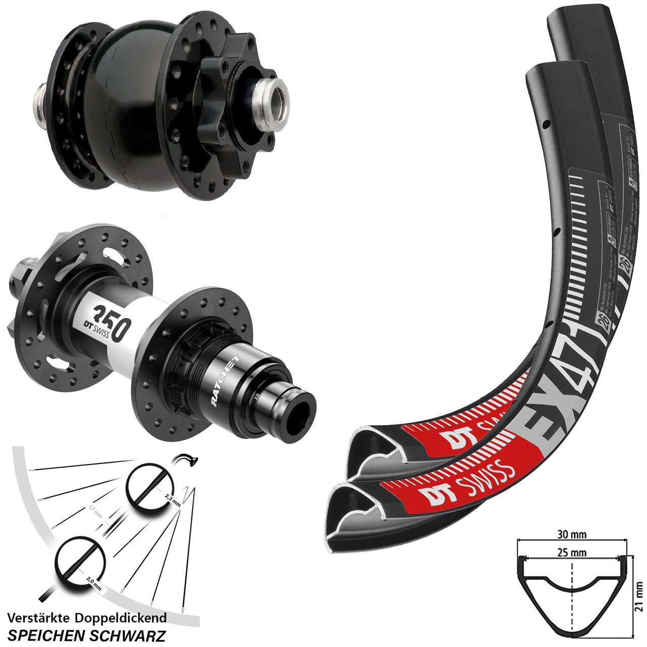 29 Zoll DT Swiss EX471 SON 28 350 XD Disc Laufradsatz 12x100/142