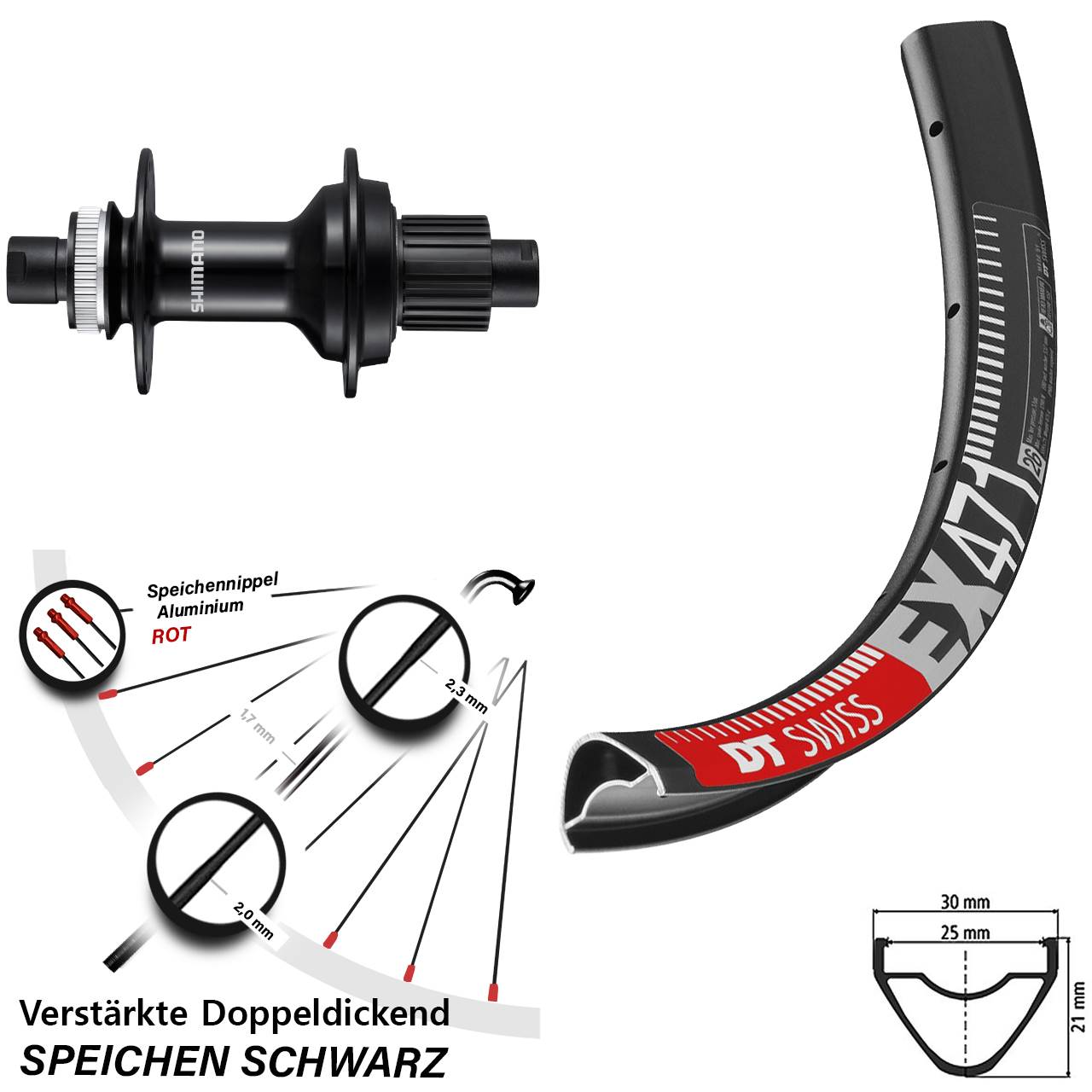 DT Swiss EX471 Shimano FH-MT510B 27,5 Zoll Disc Laufrad 12x148 Micro Spline