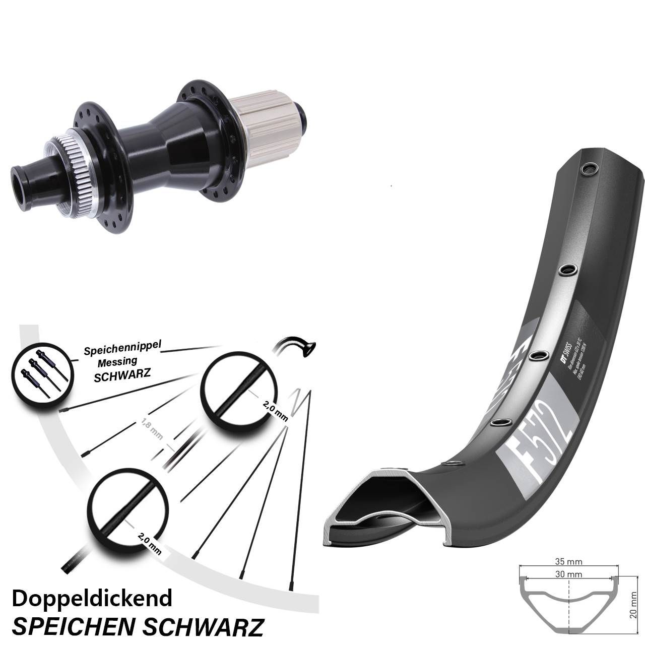 29 Zoll DT Swiss F 572 Novatec CL142 Centerlock Hinterrad 12x142 8-12 fach HG