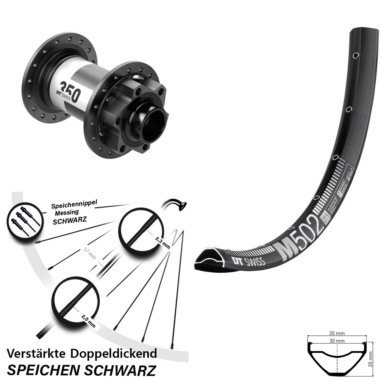 Disc Vorderrad 20x110 Boost 27,5 Zoll DT Swiss M502-350