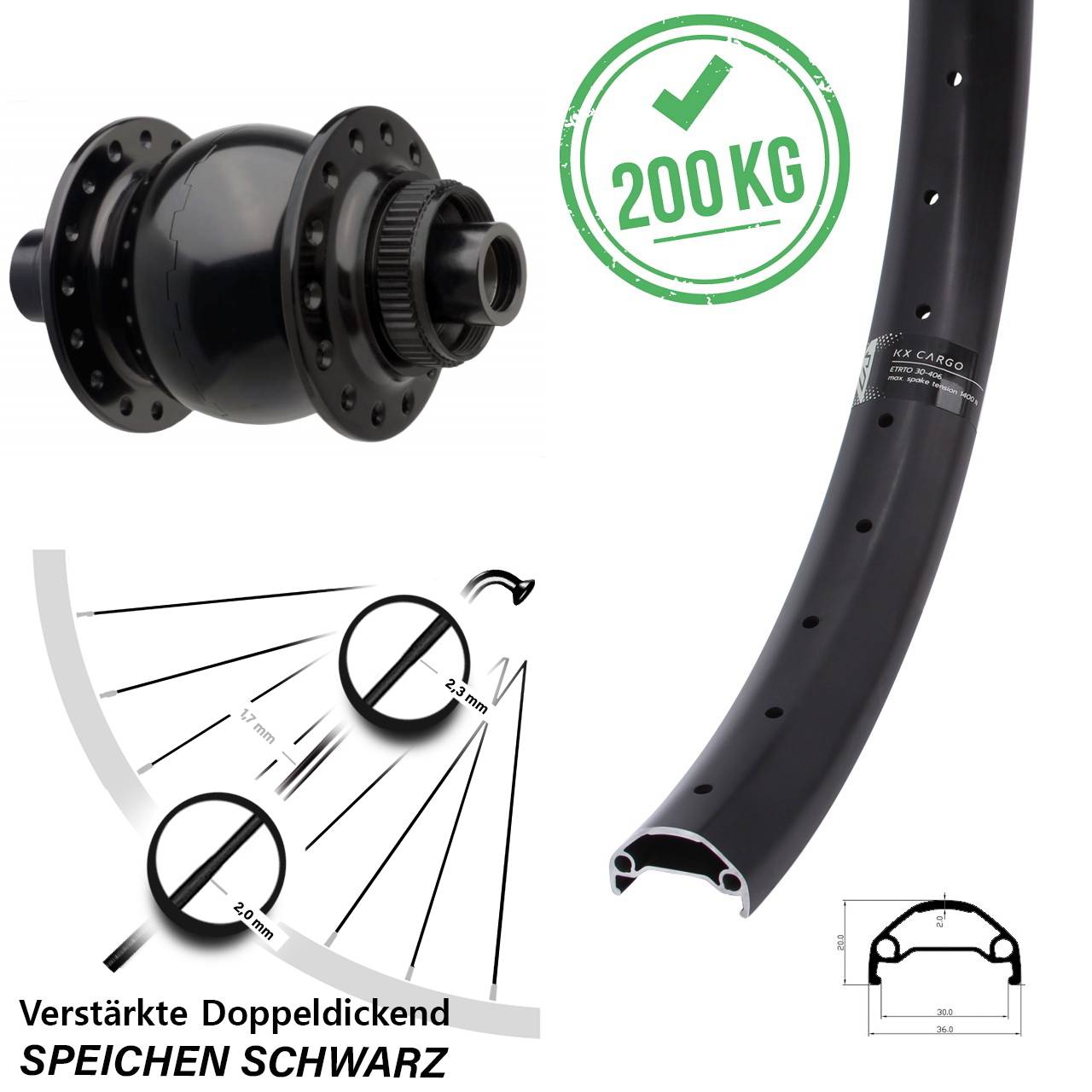 Centerlock 29 Zoll Vorderrad mit Dynamo KX Cargo SON 28 15x110 Boost