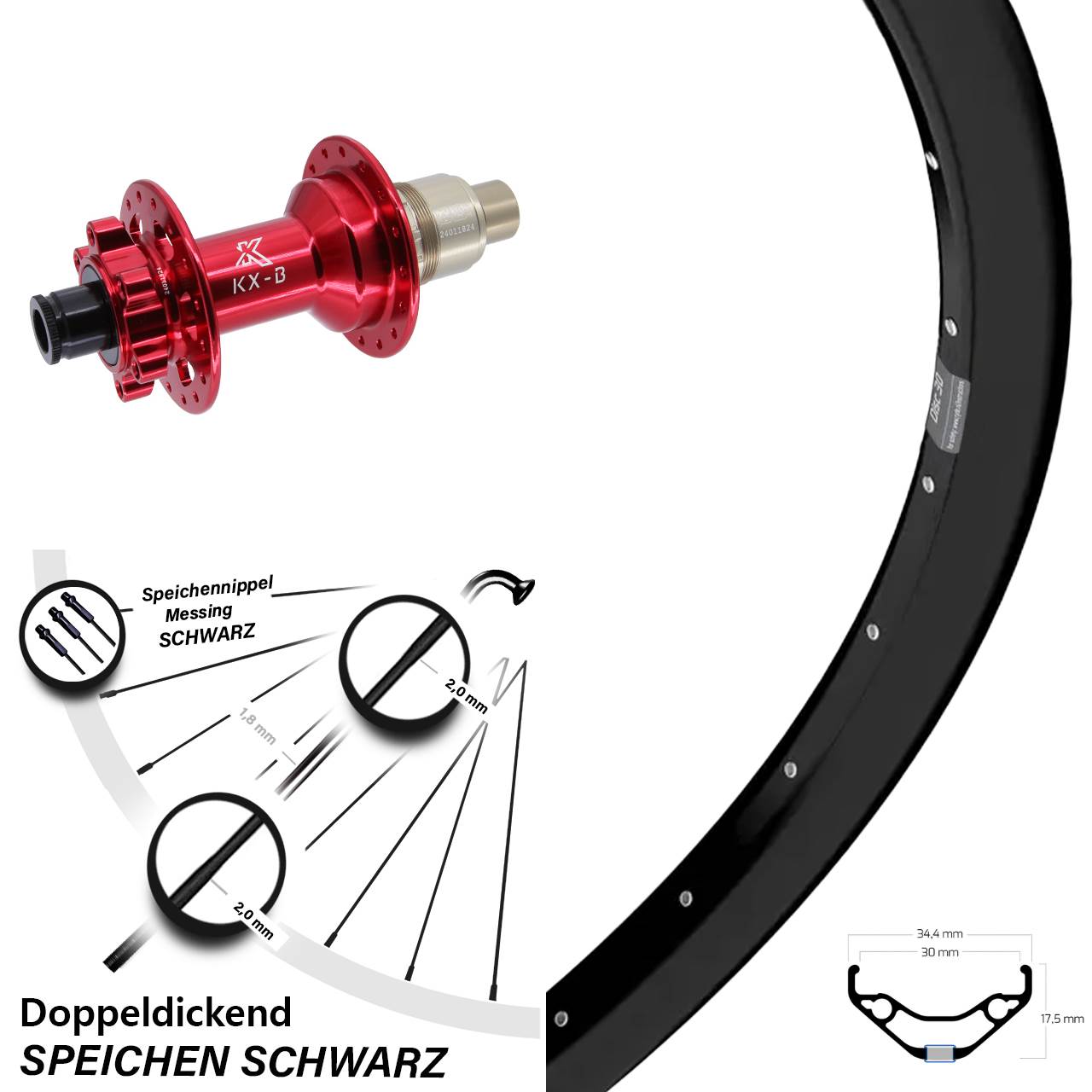 Ryde Disc 30 KX-B rot 29 Zoll Laufrad 12x148 XD 11-12 fach