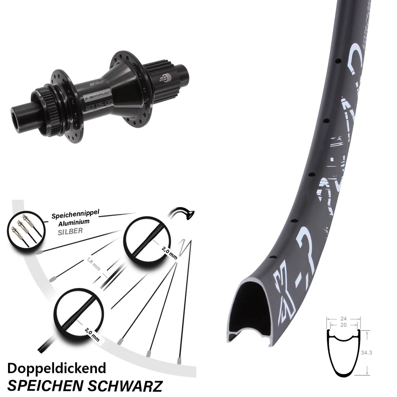 KX R Road DT Swiss 370 Hybrid 28 Zoll Centerlock Hinterrad 12x142 Micro Spline