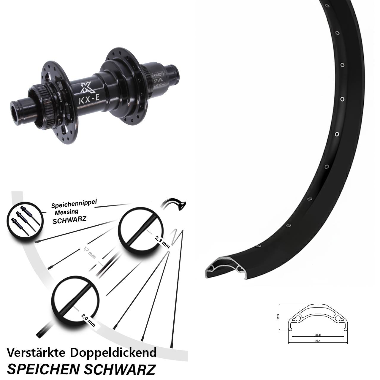 29 Zoll Ryde Disc 35 KX-E Heavy Duty Hinterrad Centerlock 12x148 XD