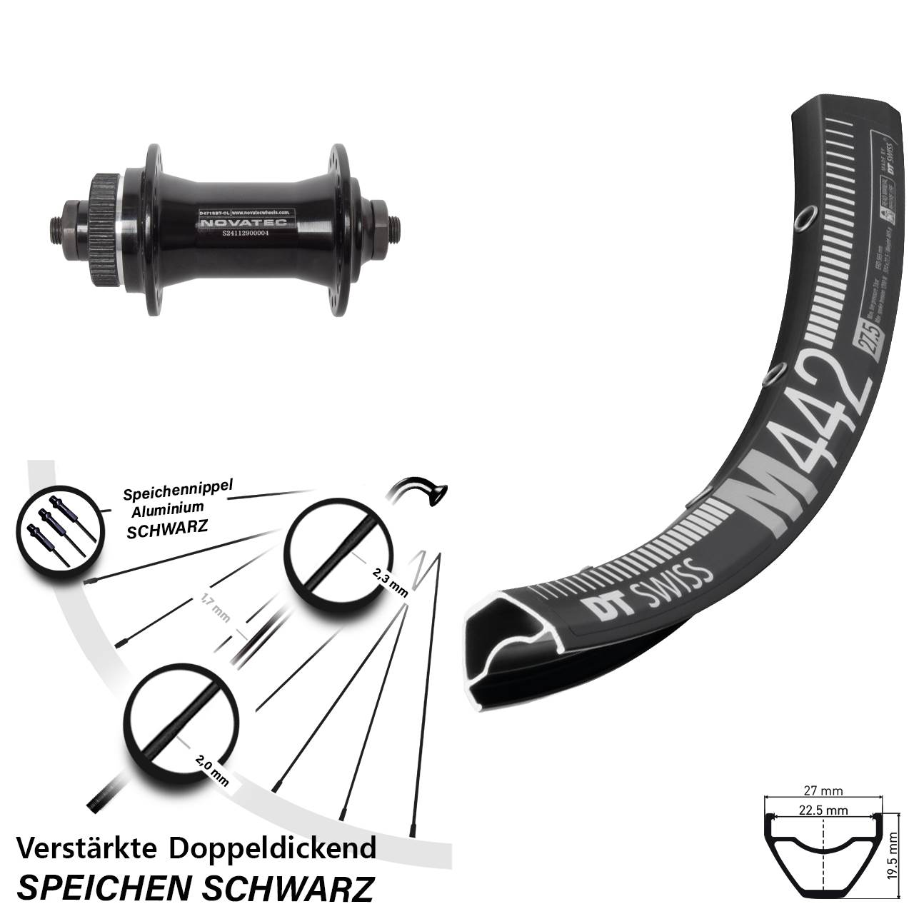 DT Swiss M442 Novatec D471 29 Zoll Disc Laufrad QR