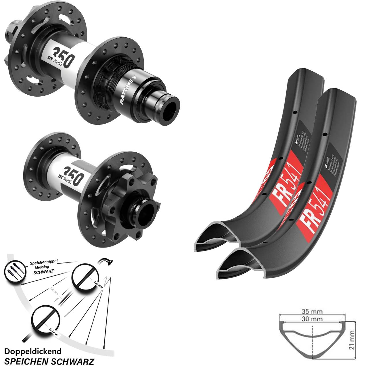 FR541 DT Swiss 350 Boost 6-Loch Laufradsatz Mullet 27,5/29 Zoll Enduro Sram XD