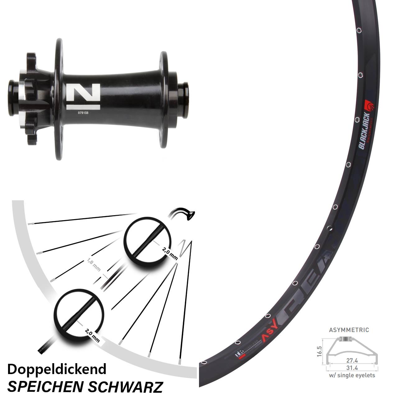 Novatec D791 Rodi Ready 27 Vorderrad 27,5 Zoll Steckachse