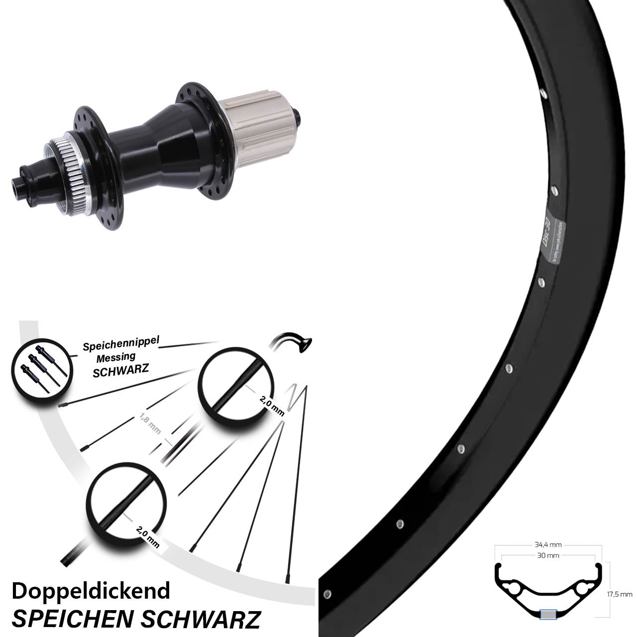 Hinterrad 29 Zoll Ryde Disc 30 Novatec 8-12 fach