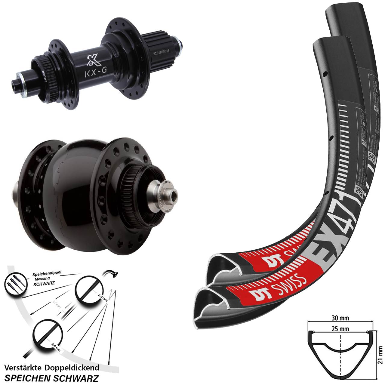 26 Zoll DT Swiss EX 471 KX-GS Heavy Duty SON 28 Laufradsatz Centerlock QR Micro Spline