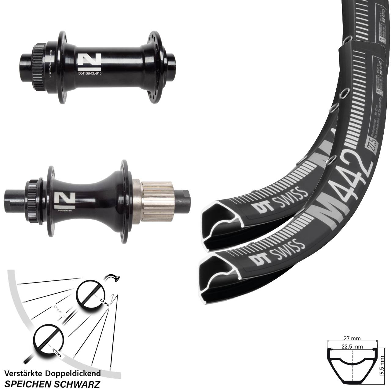 28 Zoll DT Swiss M442 Novatec D041 D462SB Disc Laufradsatz Boost Micro Spline