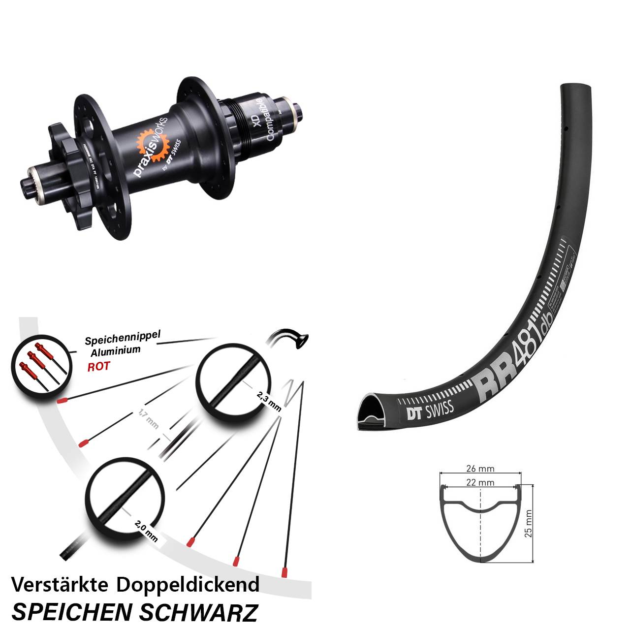 Disc Hinterrad für Schnellspanner 28 Zoll DT Swiss RR481 DT Swiss 350 SRAM XD