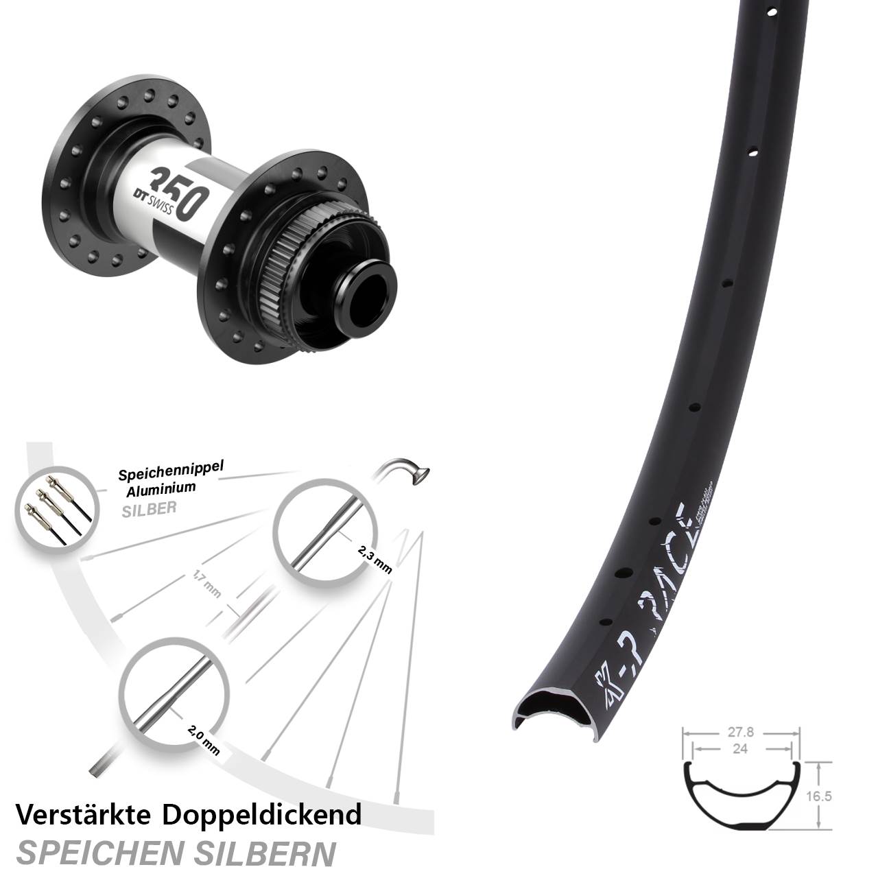 KX-R Race DT Swiss 350 Road 28 Zoll Vorderrad Centerlock 12x100