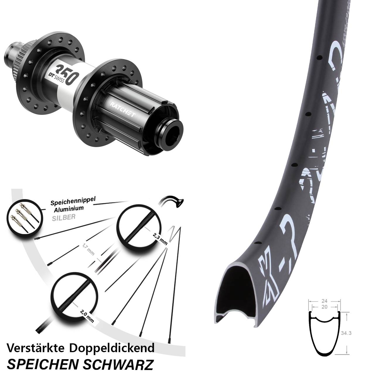 Hinterrad 12x142 28 Zoll KX-R Road DT Swiss 350 11-12 fach HG