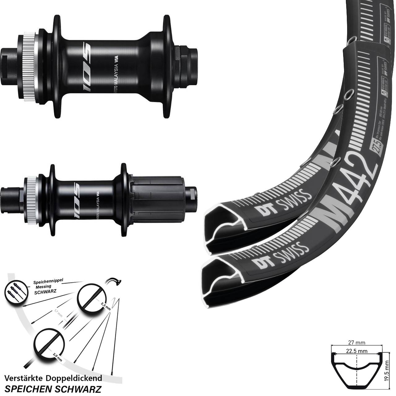 DT Swiss M 442 Shimano 105 28-29 Zoll Laufradsatz Centerlock 12x100/142 8-12 fach HG