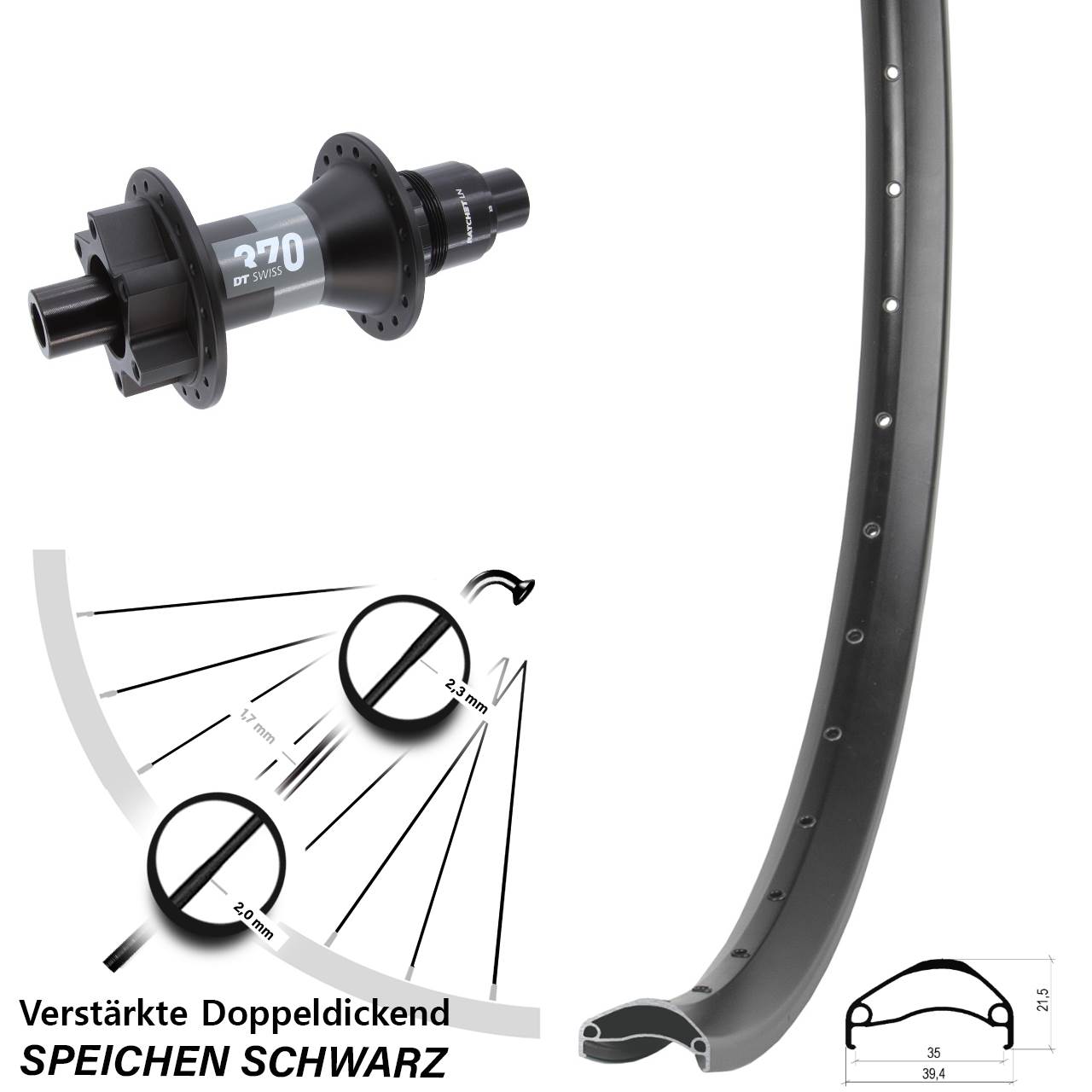 Ambrosio E35 DT Swiss 370 27,5 Zoll Disc Hinterrad 12x148 XD 11-12 fach