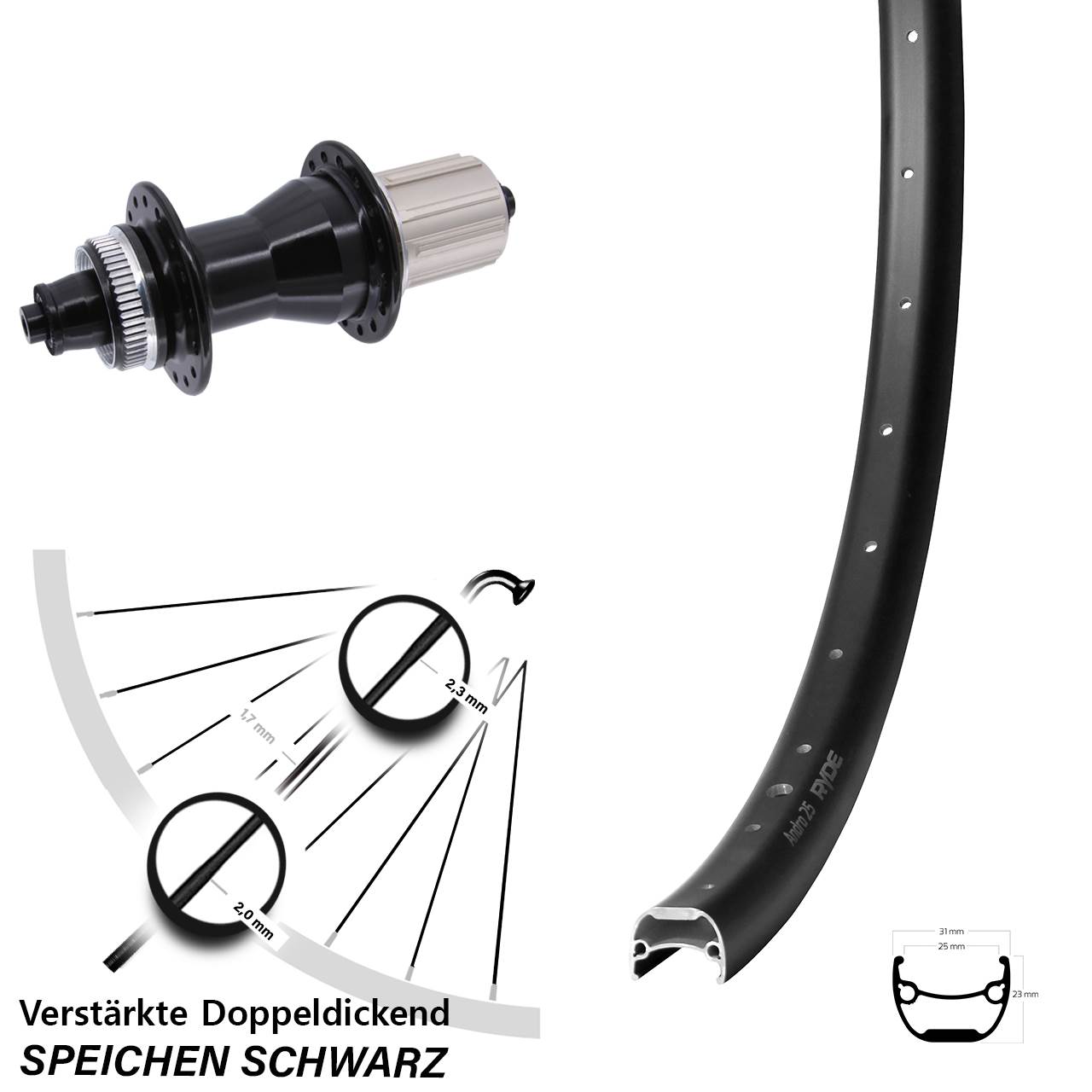 Ryde Andra 25 Novatec CL135 29 Zoll Disc Laufrad QR 8-12 fach