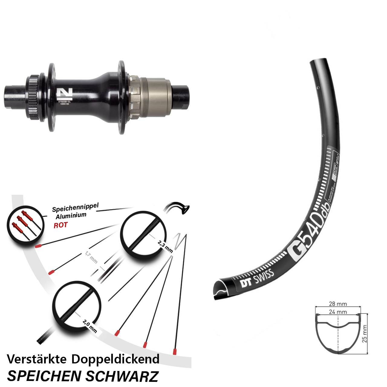 Centerlock Hinterrad 12x142 27,5 Zoll DT Swiss G540 Novatec D792SB SRAM XDR