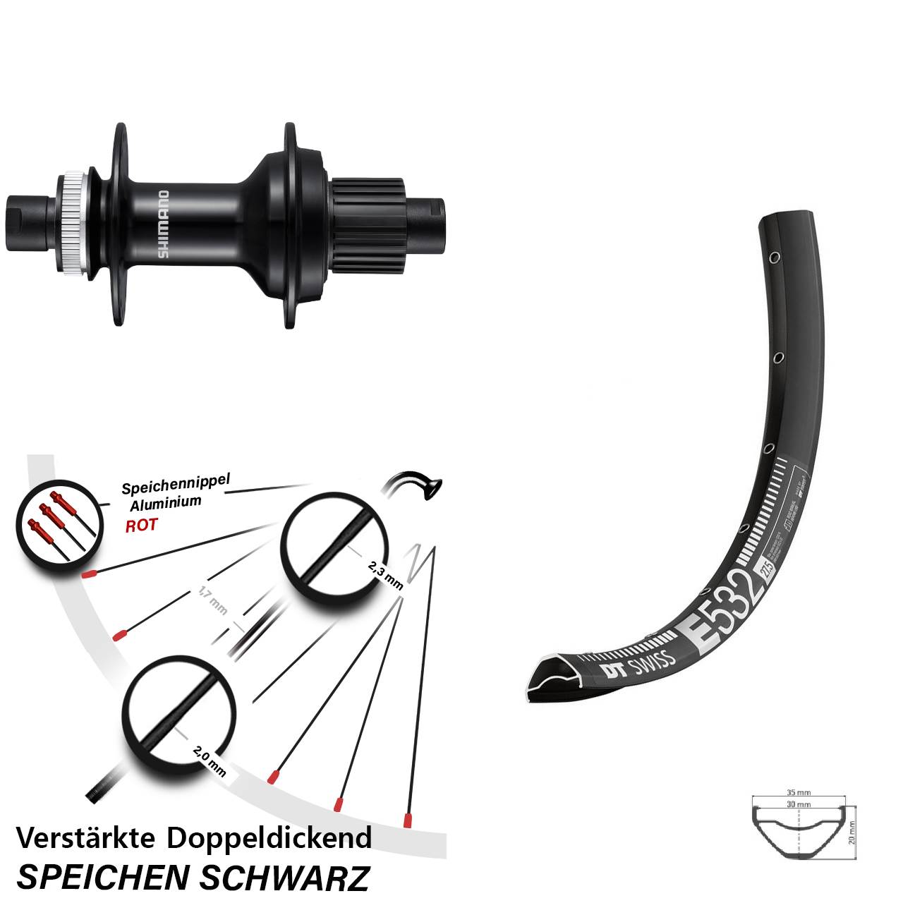 Hinterrad Centerlock 29 Zoll DT Swiss E532 Shimano FH-MT510B Micro Spline 12x148
