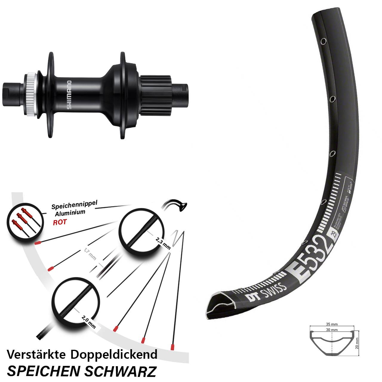 Hinterrad Centerlock 29 Zoll DT Swiss E532 Shimano FH-MT510B Micro Spline 12x148