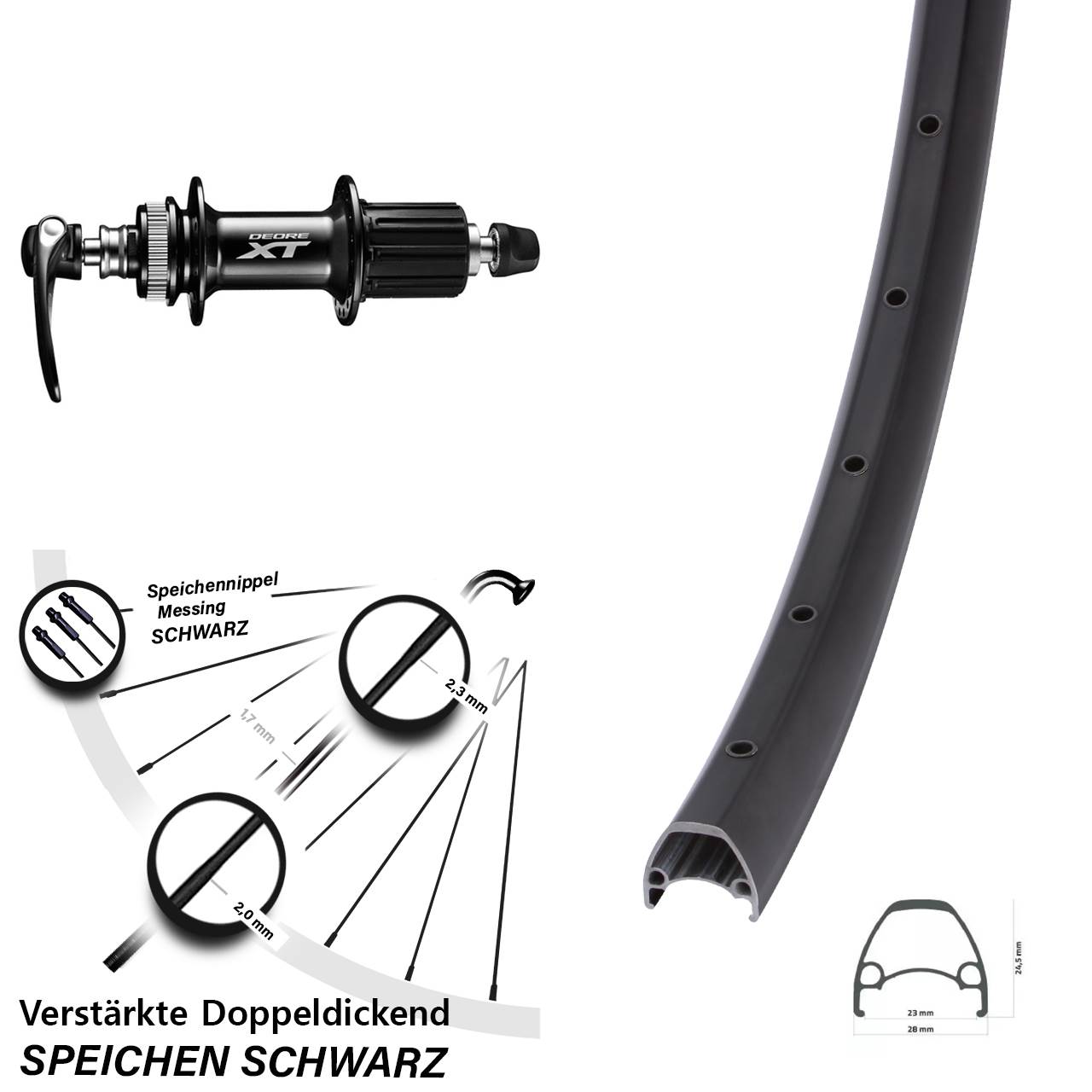 Centerlock Hinterrad 28-29 Zoll Ambrosio Sport Shimano XT 8-11 fach HG QR