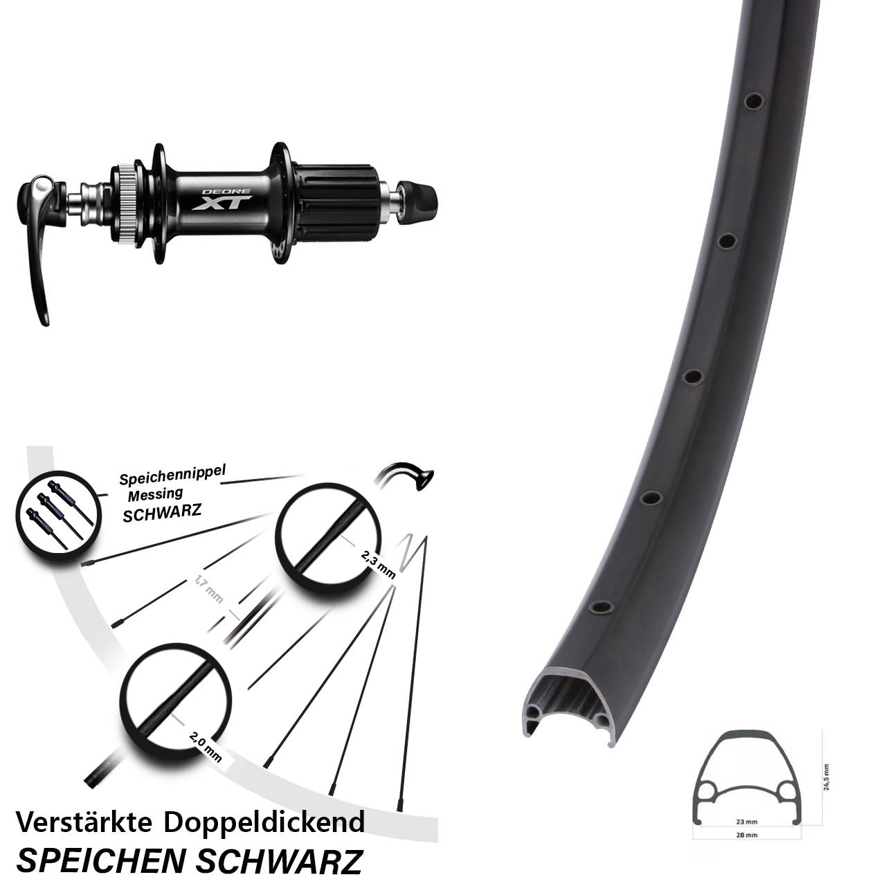 Centerlock Hinterrad 28-29 Zoll Ambrosio Sport Shimano XT 8-11 fach HG QR