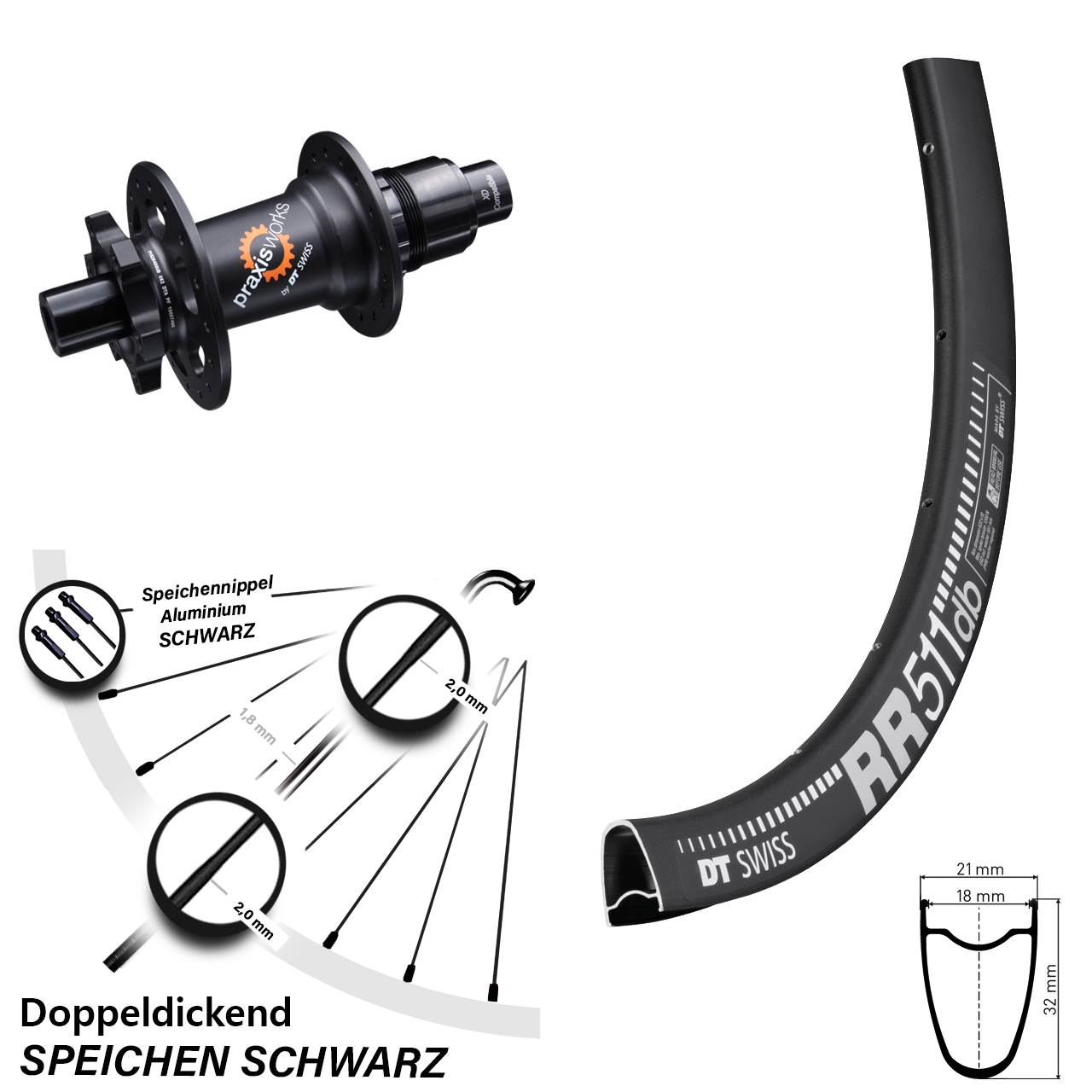 6-Loch Hinterrad 12x142 28 Zoll DT Swiss RR511-350 XD