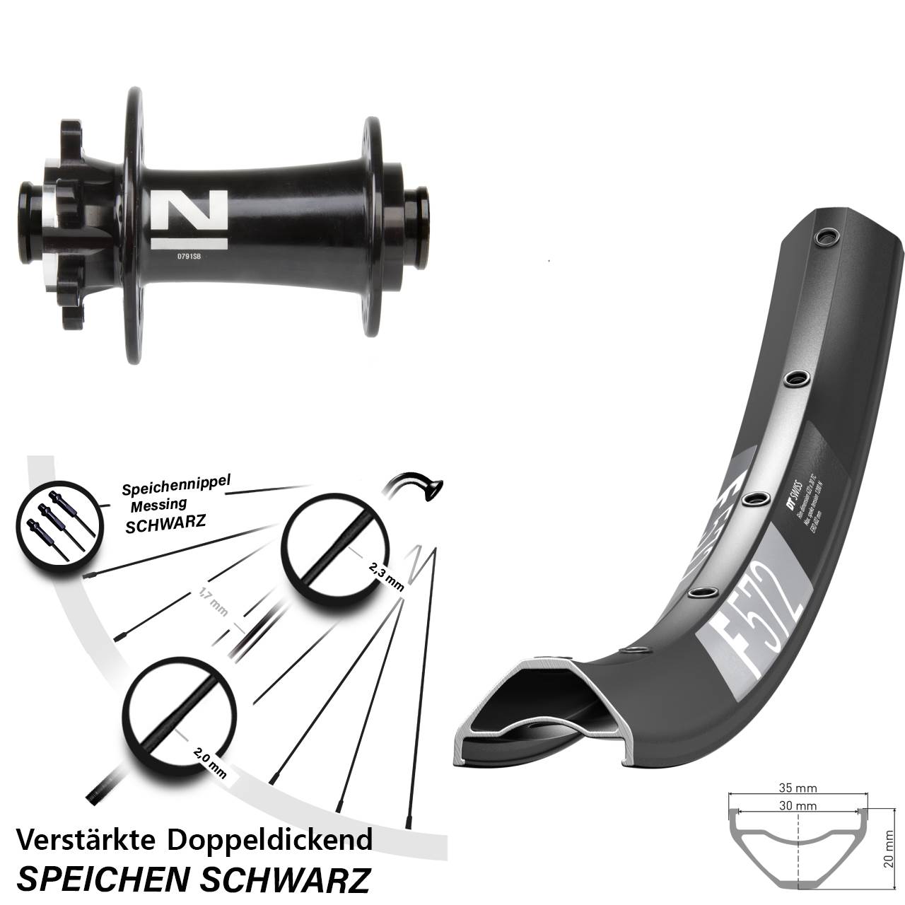 6-Loch Vorderrad 650B DT Swiss F 572 Novatec D791 15x100